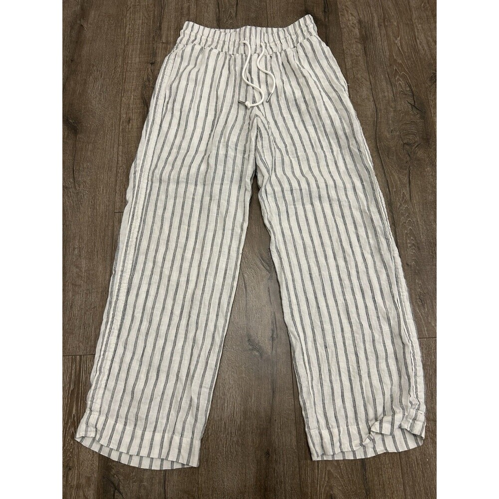 Quince Pants Women’s Medium 100% Linen Pull On Elastic Waist Drawstring 30”
